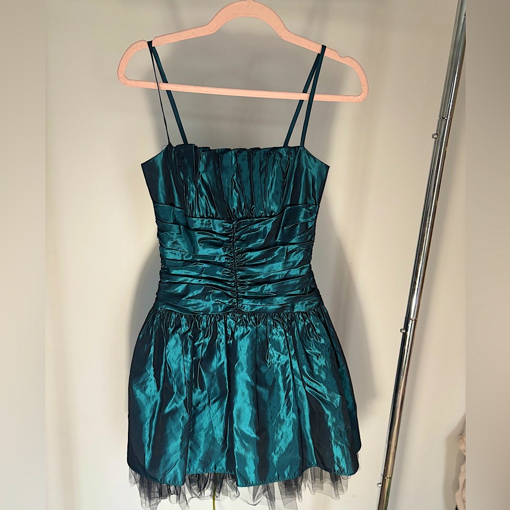 Vintage Jessica McClintock for Gunne Sax emerald green formal dressss - Picture 1 of 5